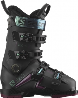 Salomon S/Pro 100 W GW Ski Boots - Black/ Burgandy/ Shift Green/ Blue