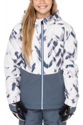 686 Girl's Athena Insulated Jacket - White Herringbone Colorblock