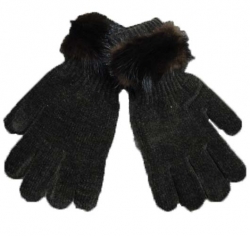 Mitchie Chenille Gloves - Cuff Mink Brown