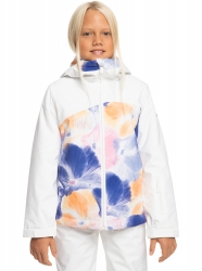 Roxy Girl's Greywood Technical Snow Jacket - Bright White Pansy Pansy Rg